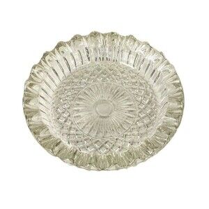 Heavy Cut Crystal MCM Vintage 60s Ruffled Edge Spiral Kaleidoscope Ashtray